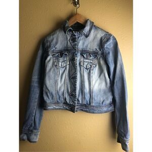 C & V Girls Small Denim Button Front Blue Jean Jacket Artisan Made